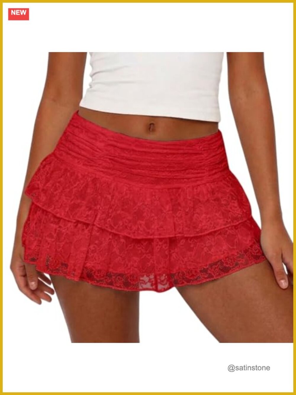 Lace Ruffle Mini Skort Smocked Waist Pull On Coquette Y2K Fairycore